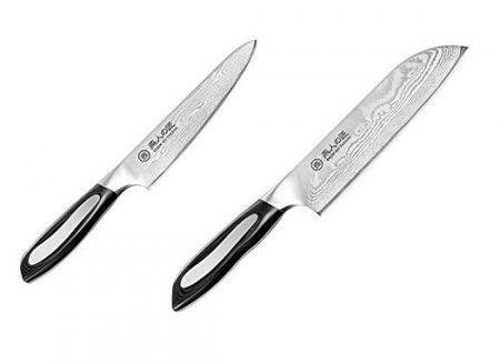 Tsubame-no-Takumi Damascus (specially shaped handle) Santoku knife 180mm & small all-purpose knife 150mm ETY-5000