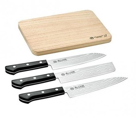 Tsubame-no-Takumi Kasumi Nagashi 3-piece knife set and paulownia cutting board ETK-5000