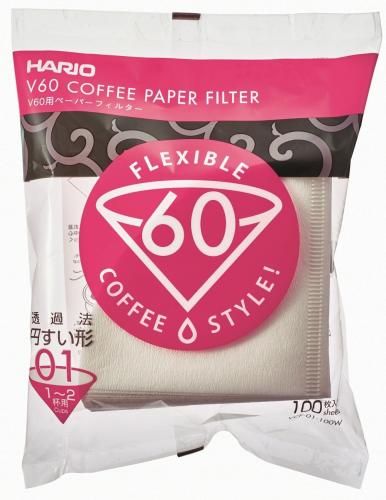 HARIO (ハリオ) V60 ペーパーフィルター 01W (1～2杯用) 100枚入り ホワイト