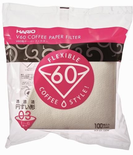 하리오 V60 페이퍼 필터 03W (1~6잔용) 100매입 화이트