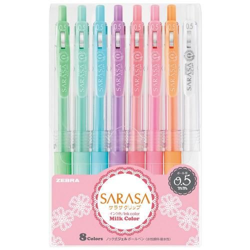 Sarasa Clip 0.5 Milk 8-Color Set (JJ15-8C-MK)