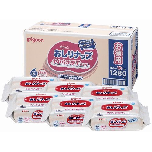 おしりナップ やわらか厚手仕上げ 1280枚(80枚×16個) 【ケース販売】