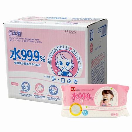 水99.9%濕紙巾 手口專用 1200張(80張×15包)【箱裝販售】
