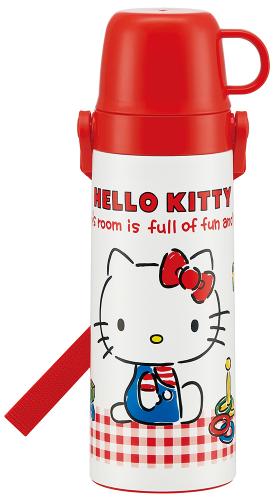 SKATER Hello Kitty 格紋輕量2WAY不鏽鋼保溫瓶 600ml STGC6N