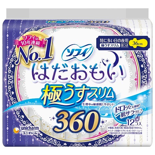 unicharm SOFY/蘇菲 蘇菲 極薄舒適夜用衛生棉 特別量多夜用 12片