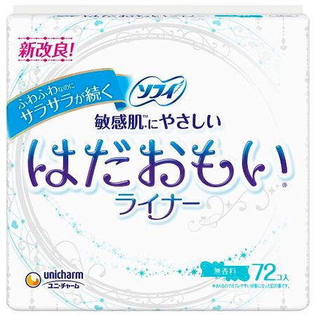 unicharm Sophie Hadaomoi Liner, Fragrance-Free, 72 Sheets