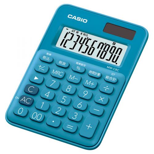 casio 卡西歐迷你迷你彩色計算器MW-C8C-BU-N