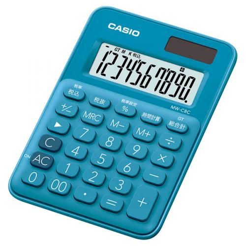 Casio Minis colorful calculator MW-C8C-BU-N