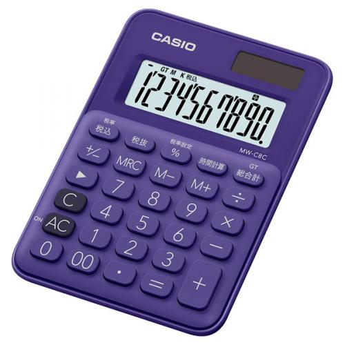 Casio Minis colorful calculator MW-C8C-PL-N