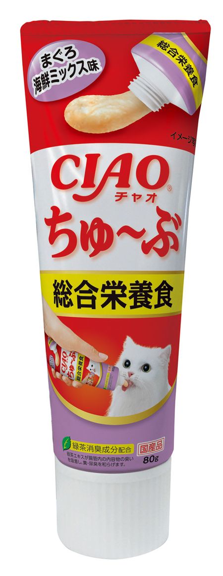 CIAO Tube Complete Nutrition Food Tuna Seafood Mix 80g