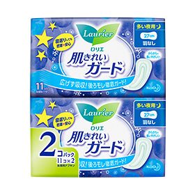 Laurier Skin Clean Guard for Heavy Nights, No Wings [11 Pieces x 2]
