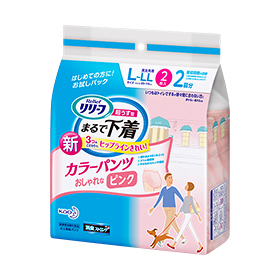 花王 リリーフ パンツタイプ まるで下着 2回分 ピンク L-LL 1セット(52