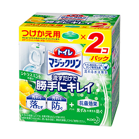 花王 MAGICLEAN 廁所魔術靈 馬桶自動清潔芳香劑 柑橘薄荷香味【替換裝2入組】