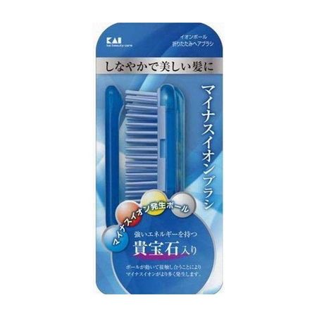 貝印 マイナスイオンボール 折りたたみヘアブラシ