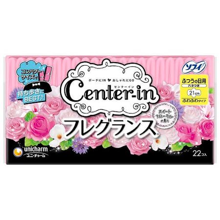 尤妮佳center-in棉柔日用卫生巾带护翼 S尺寸21cm普通 (22片装)