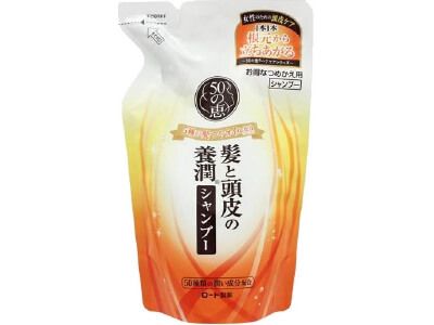 Rohto Pharmaceutical 50 Megumi Hair & Scalp Nourishing & Moisturizing Shampoo Refill 330 mL