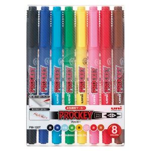 三菱铅笔株式会社水性笔Purokki双超细+小字PM120T 8颜色集