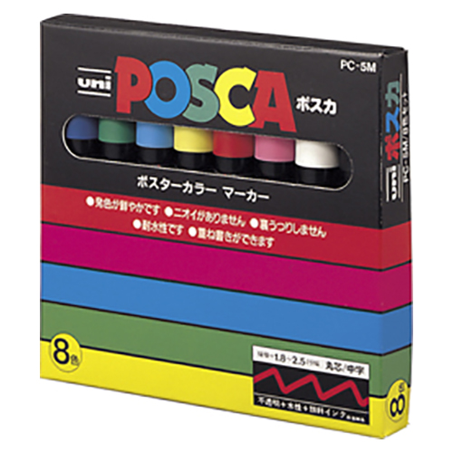 MitsubishiPencil 三菱鉛筆水性筆的Uni Posuka形狀圓形芯PC5M 8顏色集