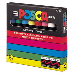 三菱铅笔水性笔的Uni Posuka形状圆形芯PC5M 8颜色集