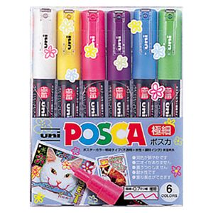 Mitsubishi Pencil aqueous pen Uni Posuka ultrafine PC1M 6 Color Set