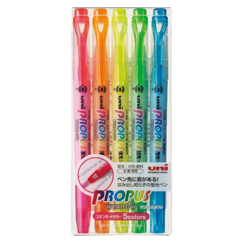 Mitsubishi Pencil fluorescent pen professional path window bold + fine print five colors PUS-102T.5C