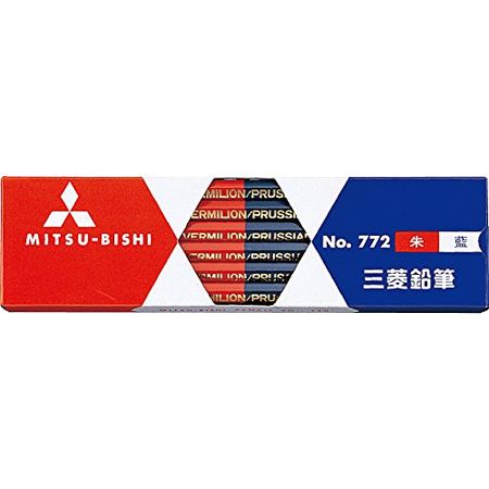 三菱彩色铅笔，朱红色，2 种颜色，六角形，12 支装，K772
