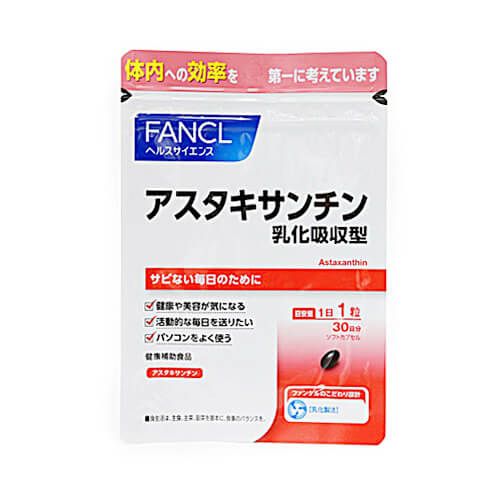FANCL Astaxanthin, Emulsified for Enhanced Absorption, Approx. 30-Day Supply (30 Capsules)