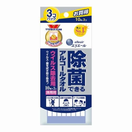 Elleair eradication alcohol virus mobile 10 sheets × 3