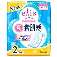 elis New Skin Feel Regular Sanitary Pads (No Wings), 28 pads × 2 packs