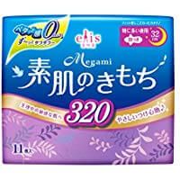 elis Megami Bare Skin Feel Overnight Pads for Very Heavy Flow, 32 cm, With Wings, 11 Count