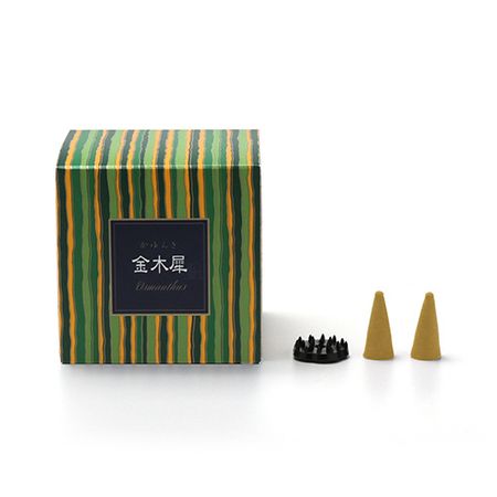 Nippon Kodo Kayuragi Kinmokusei Cone (12 pieces) with incense stand