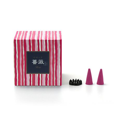 Nippon Kodo Kayuragi Rose Cone (12 pieces) with incense stand