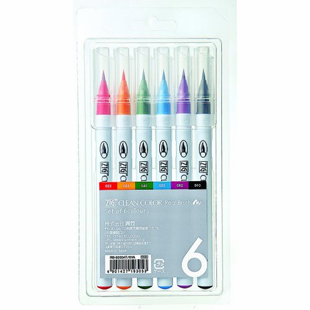 Kuretake ZIG Clean Color Real Brush 6VARB-6000AT/6VA