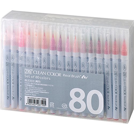 Kuretake ZIG Clean Color Real Brush 80 Color Set RB-6000AT/80V