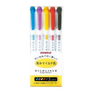 Zebra Mildliner Highlighters - Warm Colors (WKT7-5C-RC)