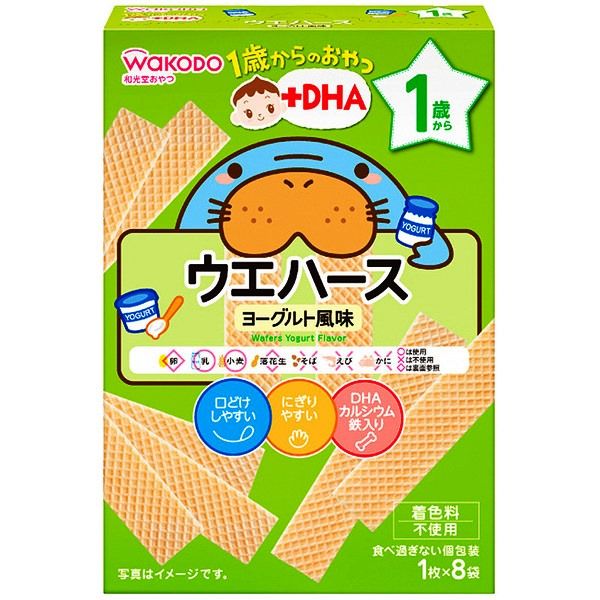 WAKODO 和光堂 1歲起的小點心+DHA 優格風味威化餅乾 1片x8包