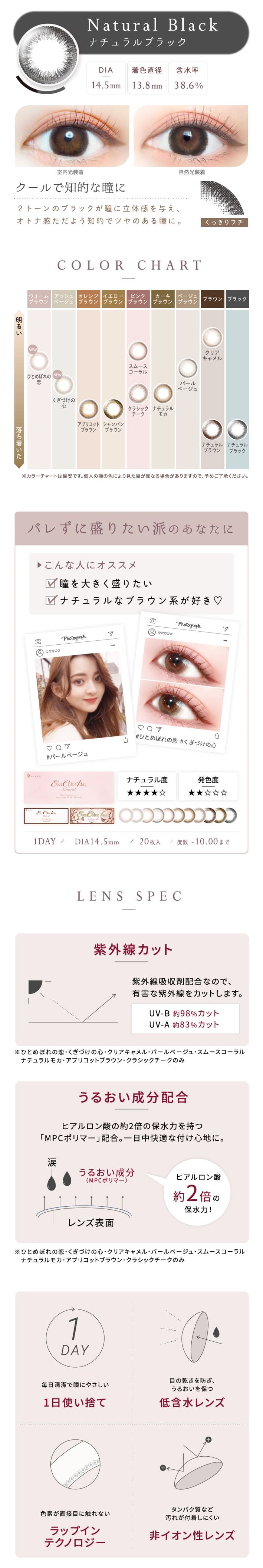 Ever Color 1day Natural【彩色隱形眼鏡/日拋/度有·無/20片裝】