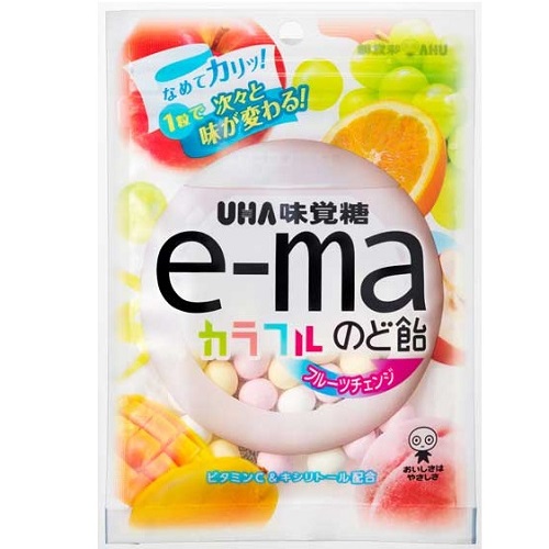 UHA e-ma 伊瑪的咽喉糖果袋五顏六色的水果變化