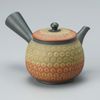 Tokoname-yaki teapot made in Japan [Masterpiece] Teruyuki black clay inro two-colored stamped teapot