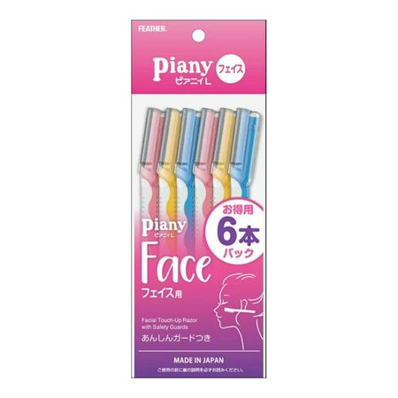 Feather Safety Razor Feather Piani L for Face PI-6L 6-pack