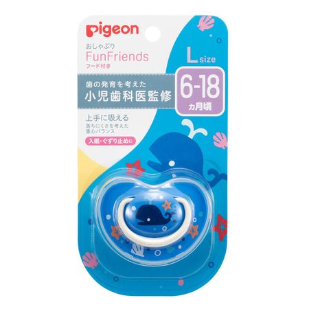 Pigeon 贝亲 奶嘴 FunFriends 6-18 个月 大号 鲸鱼图案 1 个