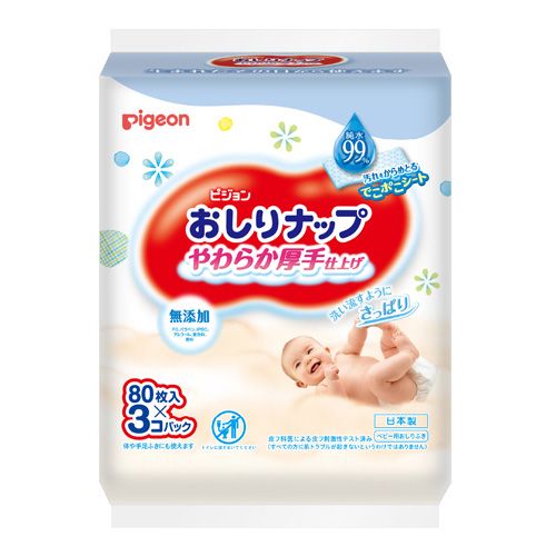 Pigeon ass nap soft thick finishing pure water 99% 80 pieces × 3 Kopakku