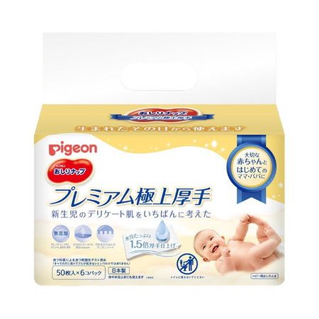 피죤 엉덩이 물티슈 프리미엄 극상 두꺼운 타입 50매입×6팩