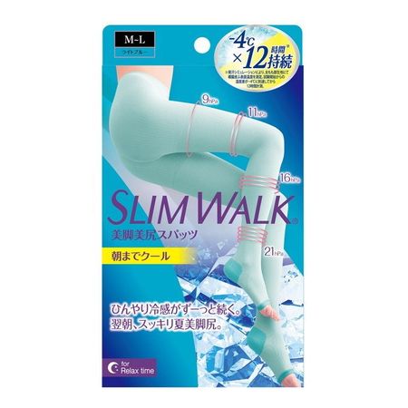 SLIMWALK 阶段压力美臀美腿连裤睡眠袜 凉感 淡蓝色  M-L