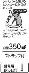 スケーター ストローボトル ダイカット ストロー付き 水筒 ピカチュウ ポケットモンスター 350ml PBS3STD