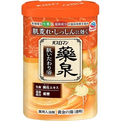 アース製薬 バスロマン 薬泉 肌いたわり浴 薬用入浴剤 黄金の湯(透明) 600g