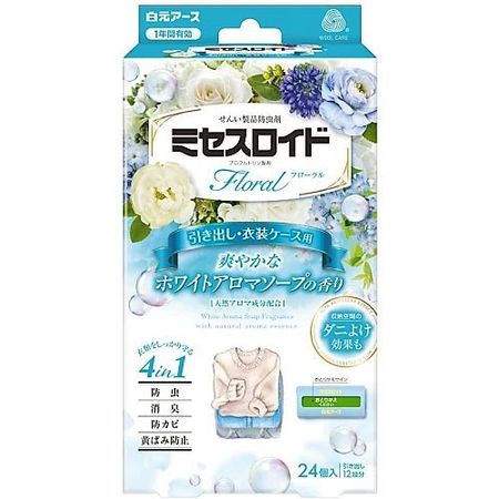 白元 抽屜・衣裝收納處用 防蟲劑 花皂香 24入