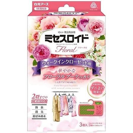 劳埃德夫人花卉纺织品产品步入式衣橱驱虫剂，1年，花香，3件装
