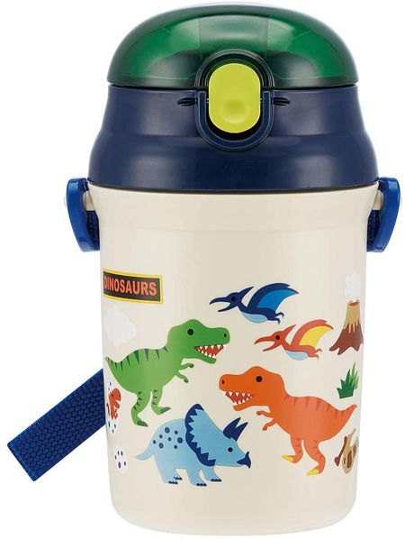 Skater Silicone Straw Bottle Plastic Water Bottle Dinosaur 340ml SST3H