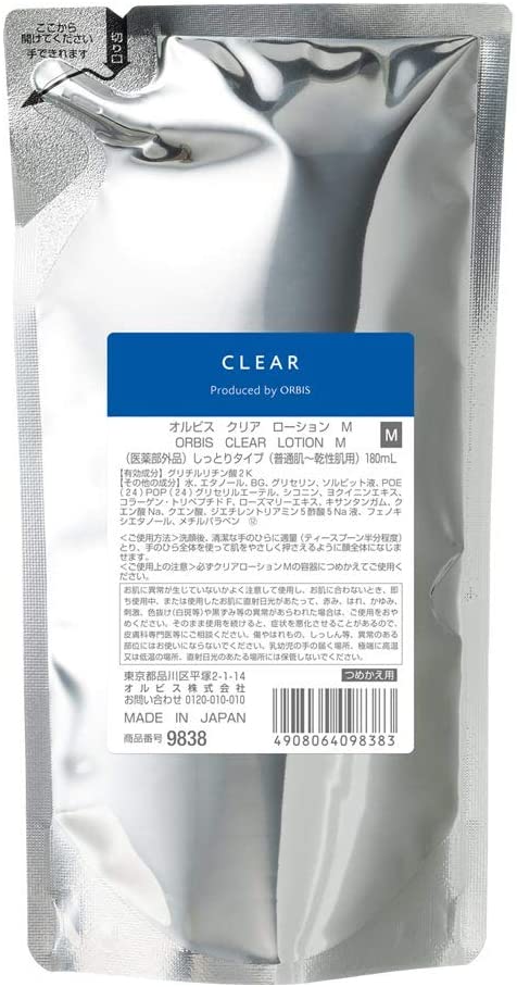 ORBIS ORBIS 歐碧絲 CLEAR化妝水 M（滋潤型）補充包 180ml【醫藥部外品】